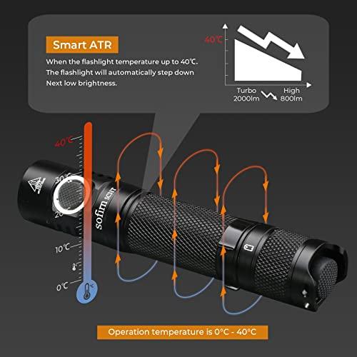 sofirn sofirn SC31T Rechargeable Flashlight 2000 Lumens, Tactical Flashlight with Powerful SST40 6500K LED, for EDC Camping Hiking Fishing Dog Walking (SC31T-Kit)