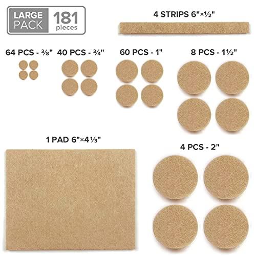X-Protector Felt Furniture Pads X-PROTECTOR 181 PCS Premium Furniture Pads - Felt Pads Furniture Feet Best Wood Floor Protectors - Protect Your Hardwood & Laminate Flooring!