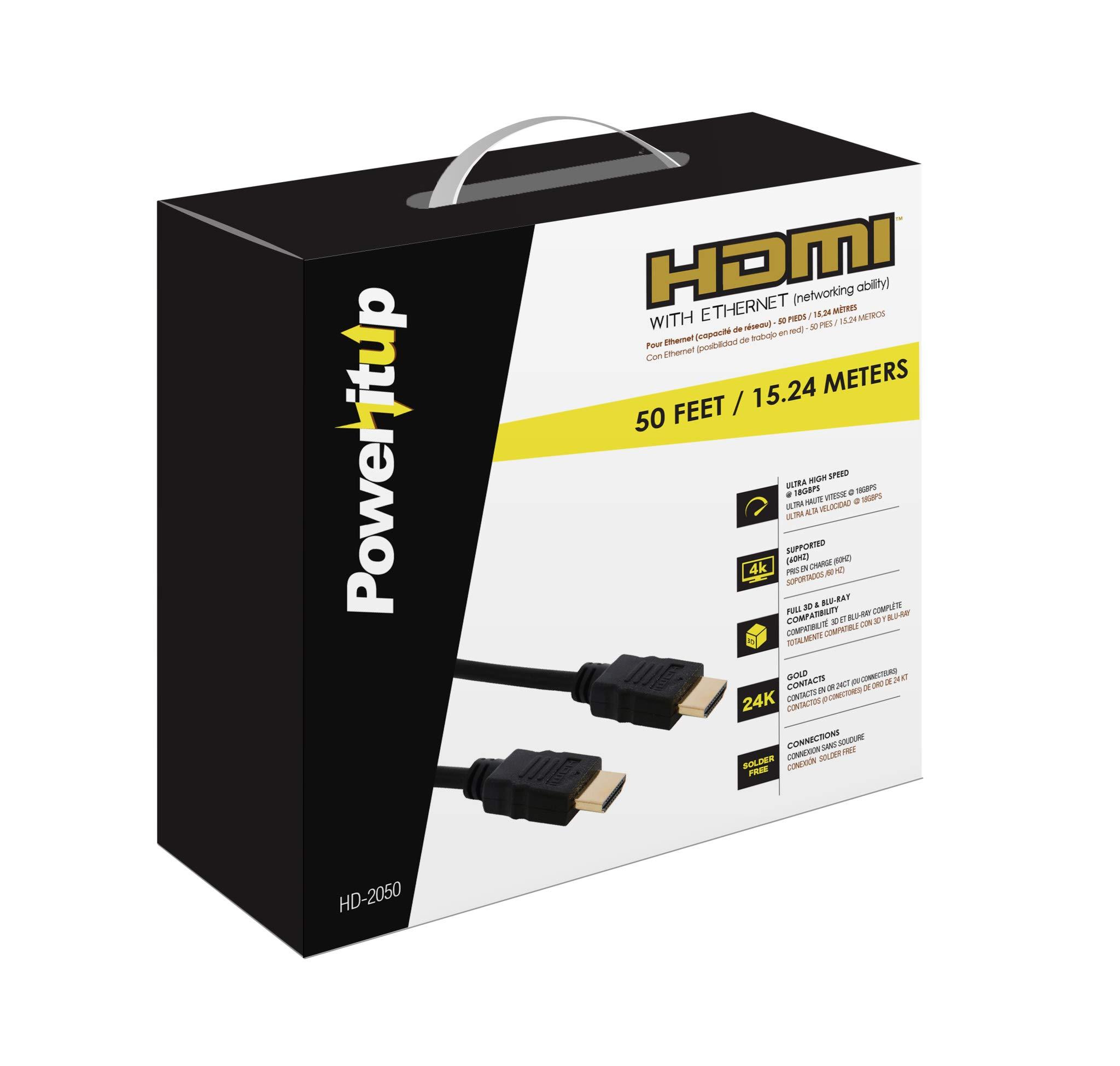 Impecca Impecca 50ft. HDMI V2.0 Ethernet Cable, 4K (60Hz),3D, Blu-ray, Audio Return Supported, 28AWG / 7.0mm, Use with HDTV/Projector/LCD or Electronic Devices, 50 feet Cable