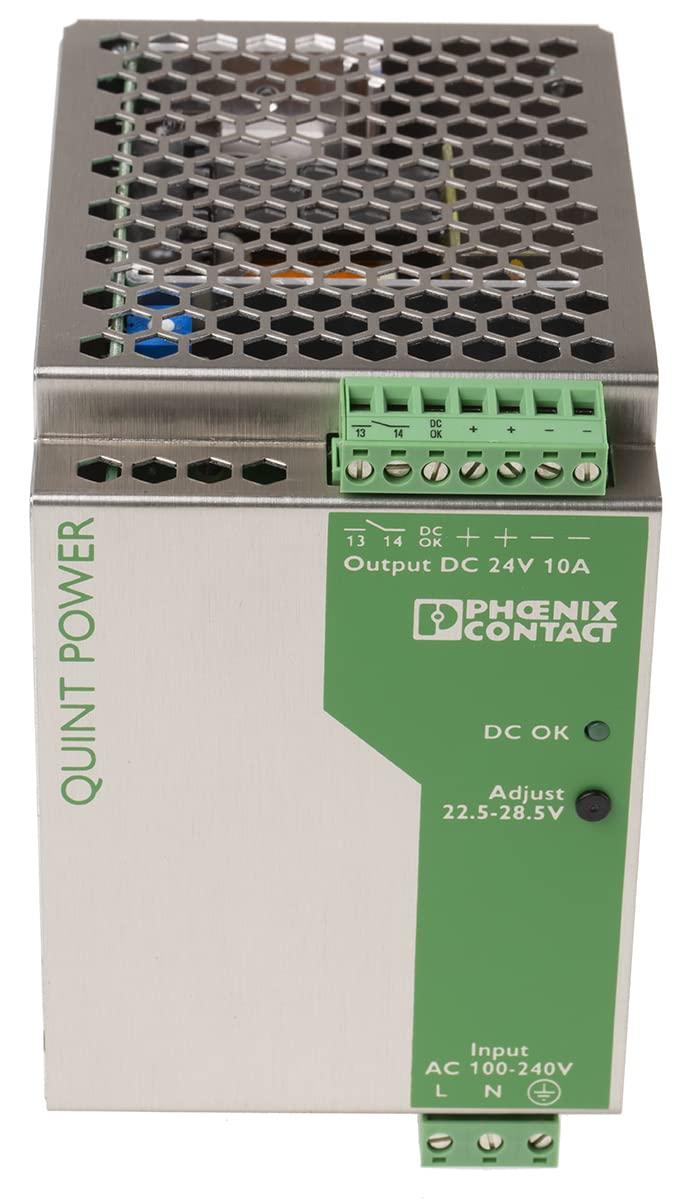 PHOENIX CONTACT Phoenix Contact QUINT-PS-100-240AC/24DC/10 DIN Rail Power Supply 24Vdc 10A 240W, 1-Phase