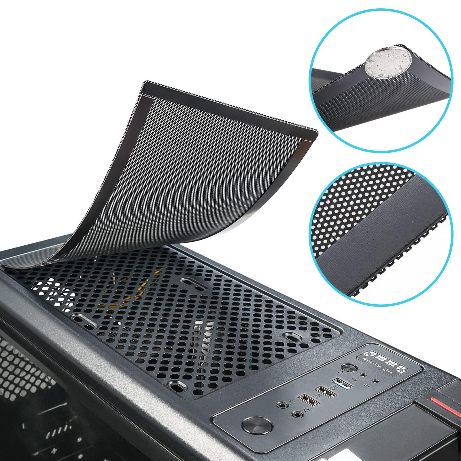 YSSHUI 360mm x 120mm PC Case Dust Mesh Filter [2 Pack], Magnetic Frame Computer Fan Dust Mesh PC Cooler Filter Dustproof PVC Cover Grills - Black