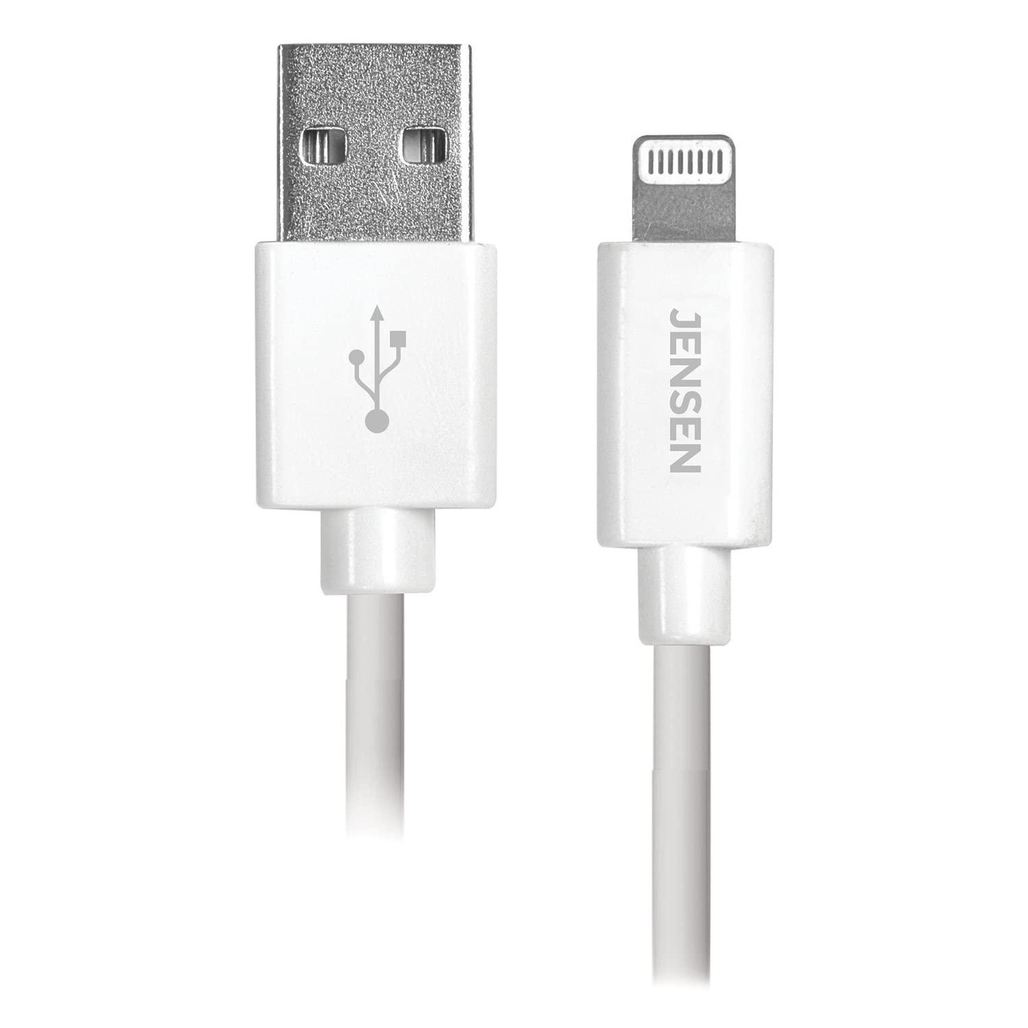 Jensen JENSEN Lightning to USB Cable, 10 ft, White