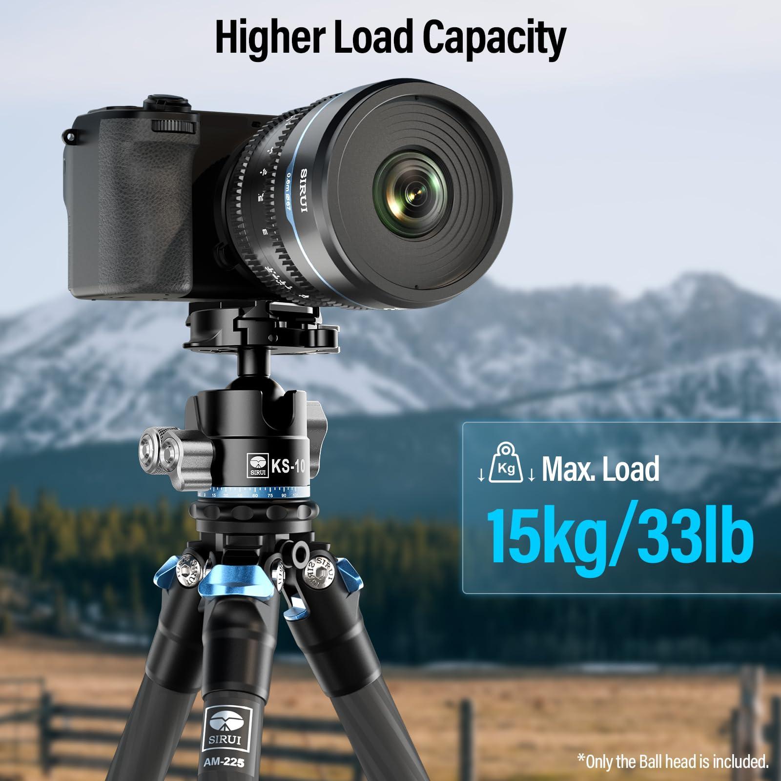 Sirui SIRUI Ball Head for Tripod, 29mm Low Profile Ball Head KS-10, 360 Panoramic Aluminium Alloy Tripod Head for DSLR Camera, Camcorder, Ball Head for Tripod, Monopod, Camera Slider, Max Load 15KG