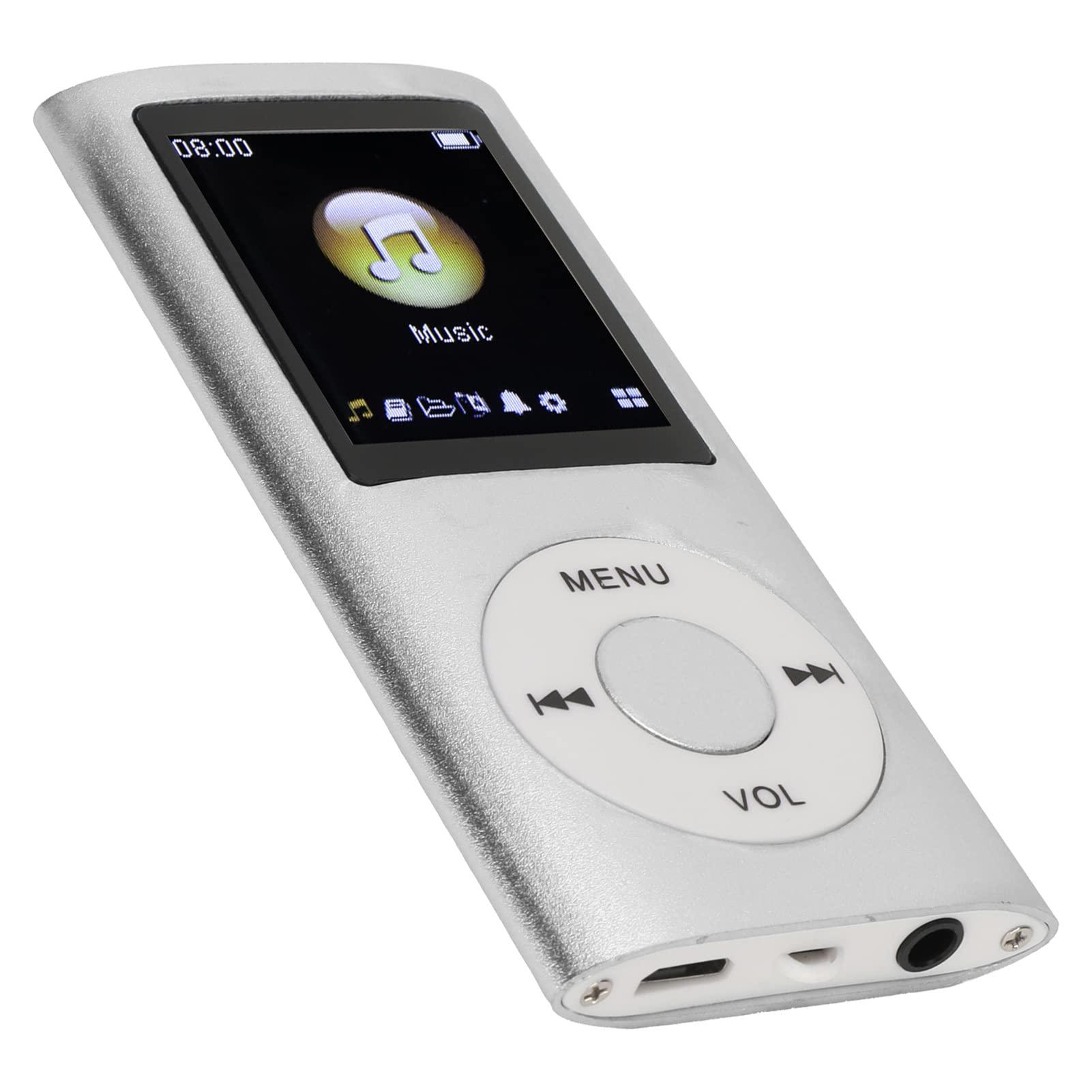 Tbest Portable MP3 Music Player,MP3 Player Stylish Multifunctional Lossless Sound Slim 1.8 Inch LCD Screen Portable MP3 Music Player(Silver)
