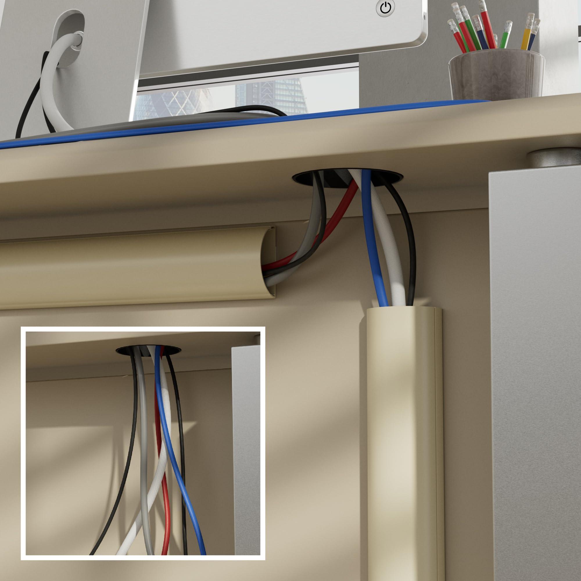 D-Line D-Line Half Round Cord Hider, Patented Cable Cover, Hide TV Wall Mount Wires, Raceway for Cords, Decorative Wire Covers, Paintable, Adhesive Cable Concealer, 2X 2in W x 1in H x 39in L, Beige