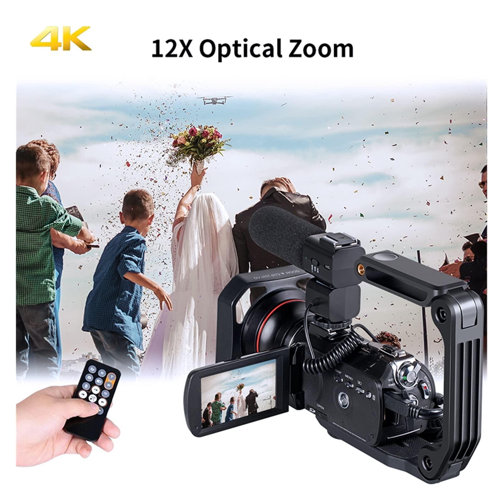wsdhswhdhsdsds Camcorders Video Camera Video Camera 4K Professional for Vlog Recording Live Streaming, AC5 12X Optical Zoom Full HD Blogger Camcorder Vlog Cameras with HD Camera (Color