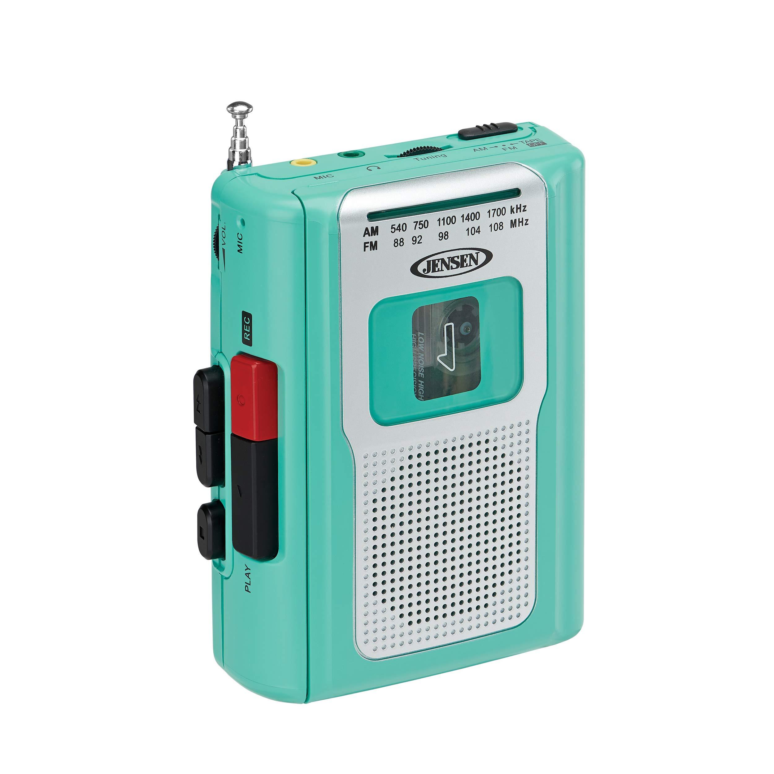 Jensen Jensen CR-100 Retro Portable AM/FM Radio Personal Cassette Player Compact Lightweight Design Stereo AM/FM Radio Cassette Player/Recorder & Built in Speaker (Teal Limited Edition)