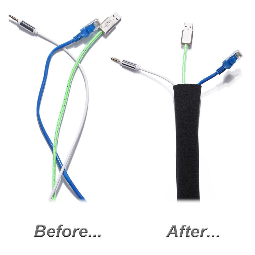 JOTO JOTO 10.83ft Cable Management Sleeve Bundle with 2 Pack Flexible Cable Sleeve Wrap Cover