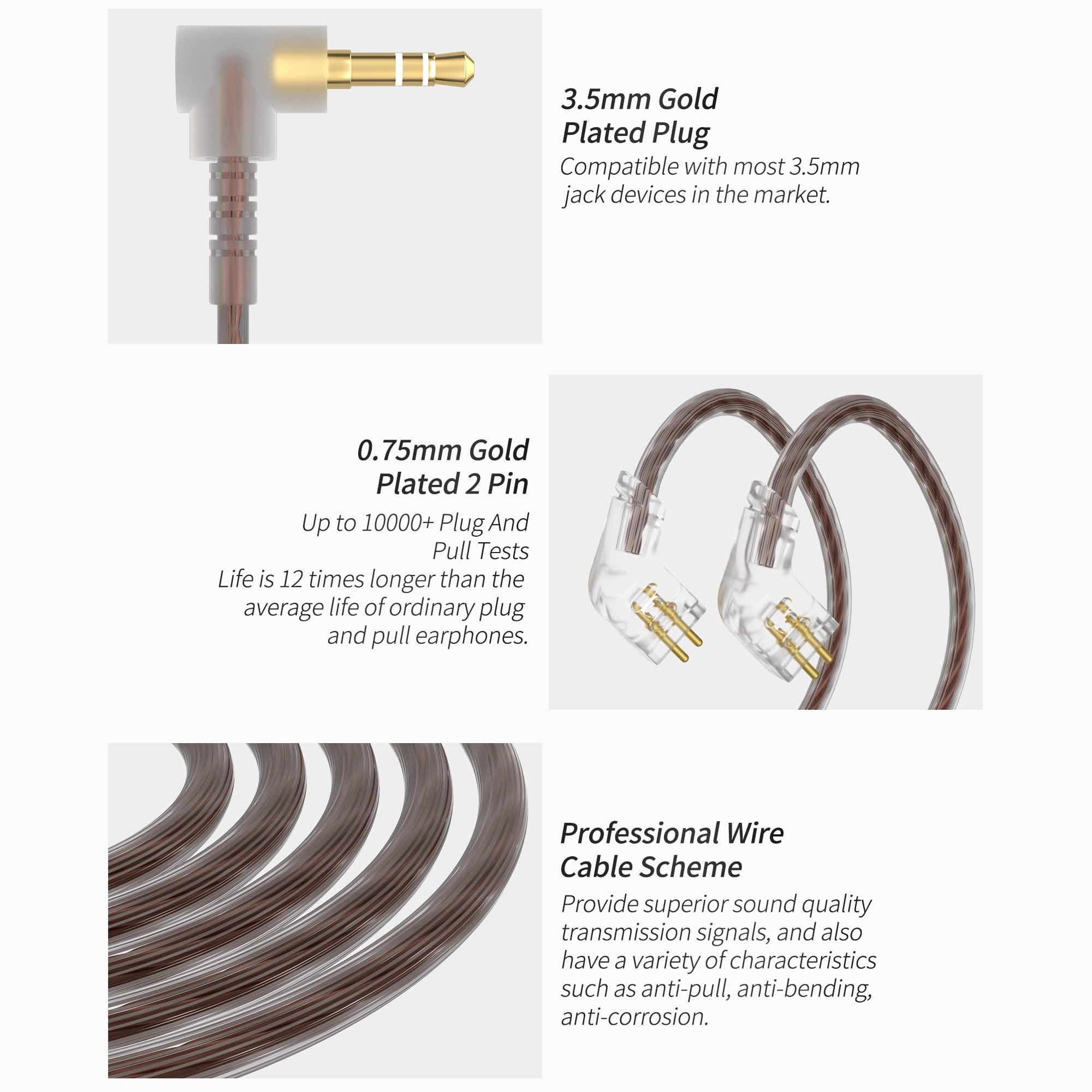 CCA CCA C10 in Ear Monitor Headphone 10 Hybrid Drivers Wired Earbud 4BA 1DD HiFi IEM Earphones Stereo Noise Isolating Earphone with Detachable Cable for Musicians Singers Audiophiles (Black, Without Mic)