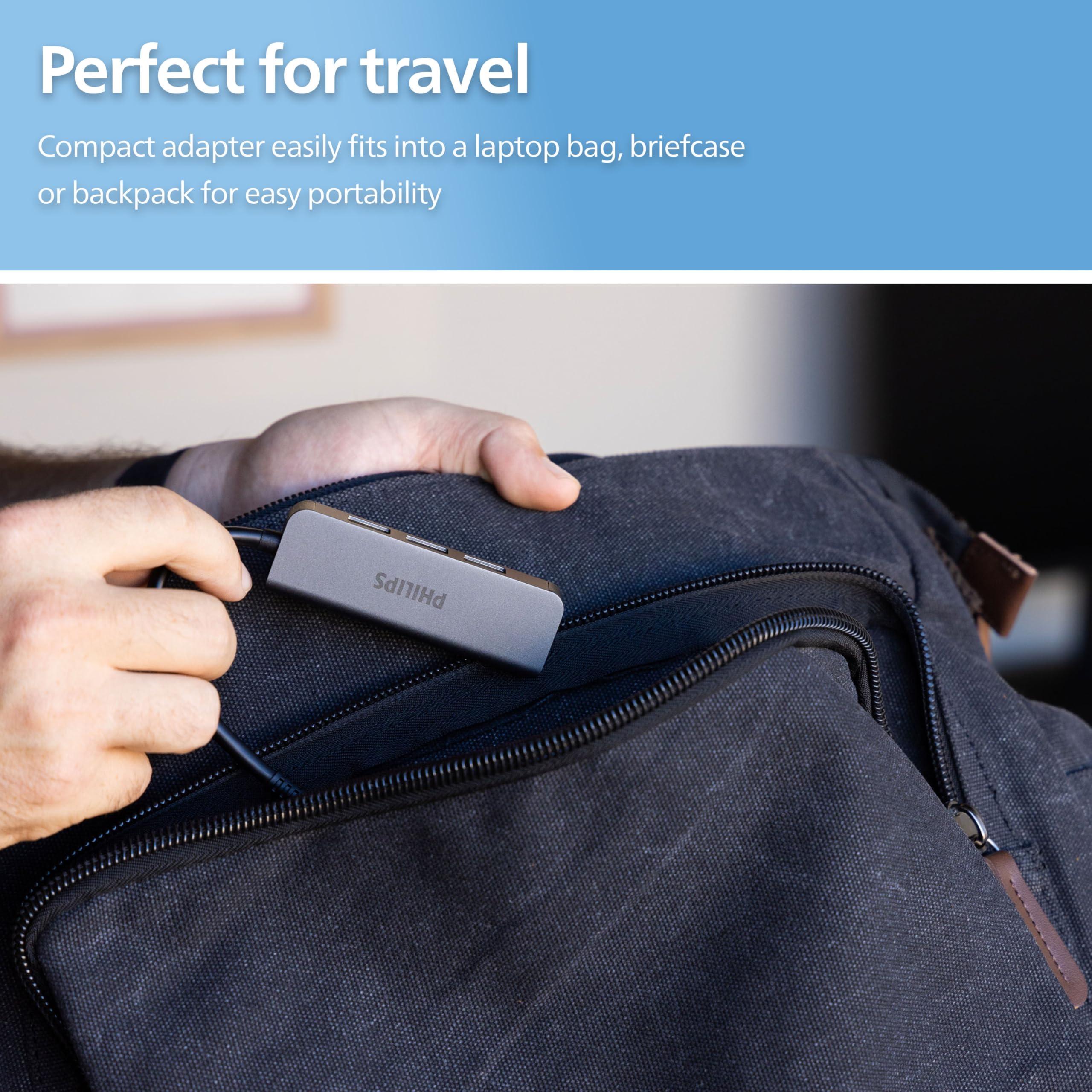 PHILIPS PHILIPS USB C to USB Hub for Laptop, 4 USB 2.0 Ports, USB C Hub Multiport Adapter for MacBook Pro, MacBook Air, 480 Mbps Data Transfer Speed, USB C Laptops Docking Station, SWL3573S/37