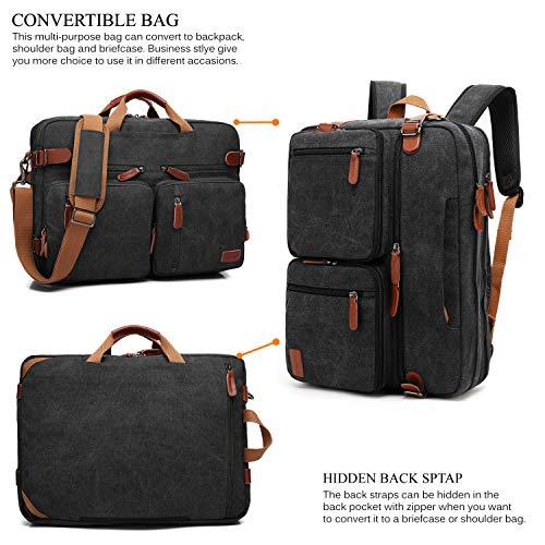CoolBELL CoolBELL Convertible Backpack Messenger Bag Shoulder bag Laptop Case Handbag Business Briefcase Multi-functional Travel Rucksack Fits 17.3 Inch Laptop For Men/Women (Canvas Black)
