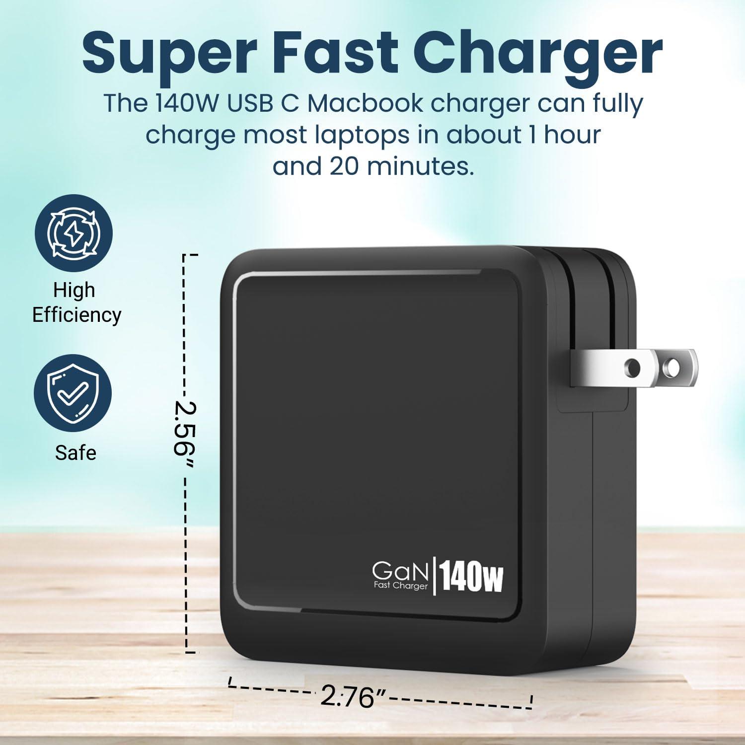 uptab UPTab MacBook Pro Charger 140W USB C, Dual USB-C Fast Compact, GaN Tech, Type C PD 3.1 Wall Adapter Compatible with MacBook Air, Lenovo, Dell XPS, iPhone 15 Plus/Pro Max, iPad