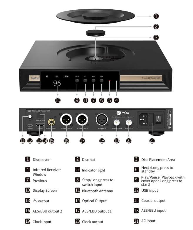 LEAUDIO LEAUDIO S.M.S.L T2 MQA-CD Transport Hi-Res Digital Media Center Support 32Bit/768kHz DSD512