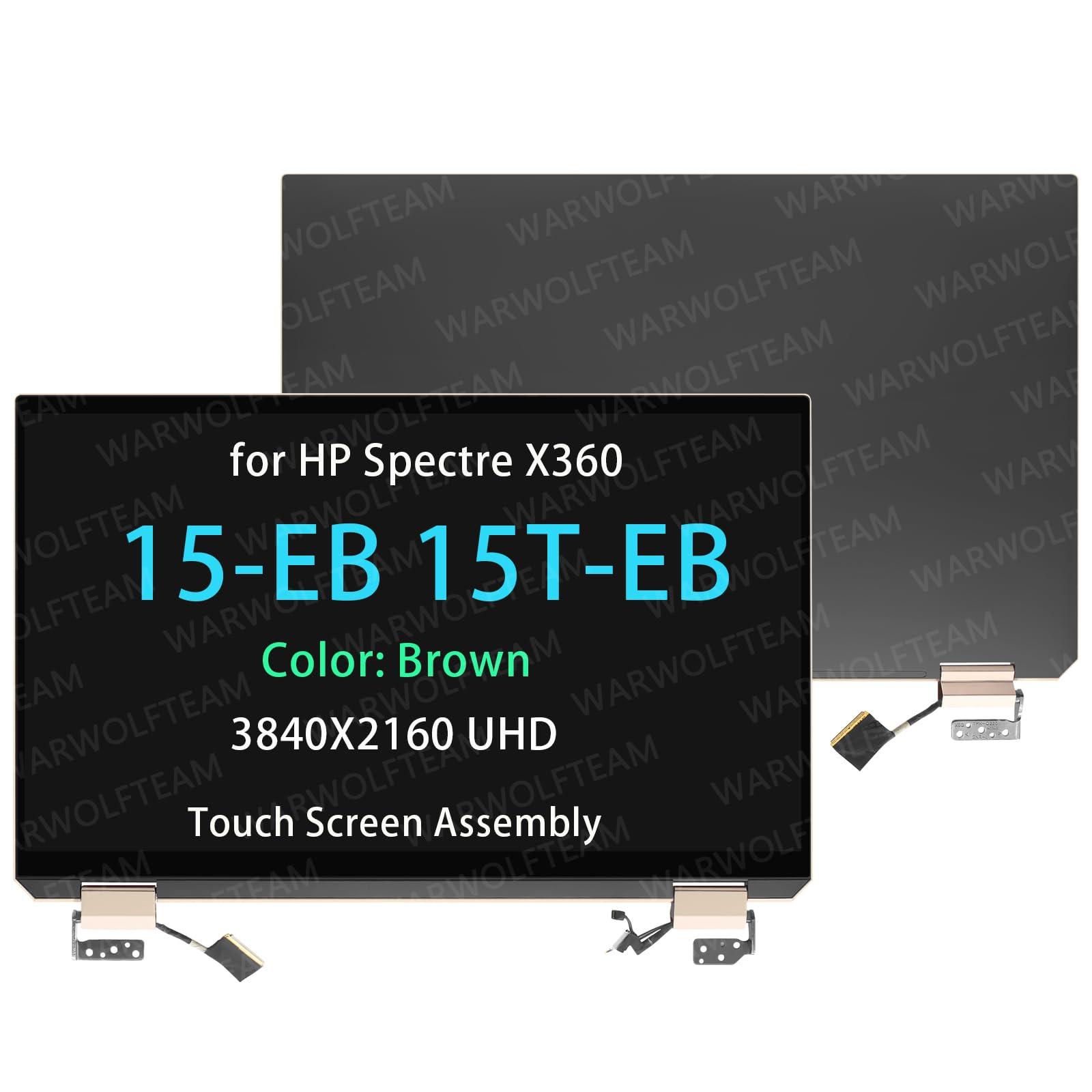 WARWOLFTEAM WARWOLFTEAM Replacement Whole Hinge-up Assembly For HP Spectre X360 15-EB0030TX 15-EB0031TX 15-EB0033TX 15-EB0034TX LCD Touch Screen Digitizer Assembly UHD 15.6in L99323-001 (UHD Cable Version, Brown)