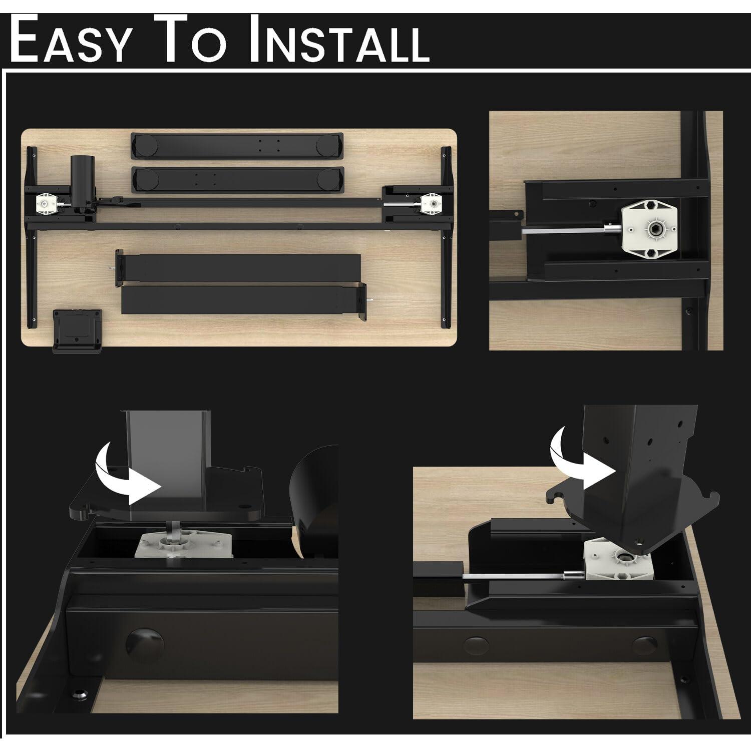 Hanover Hanover 47x24-Inch Easy Assembly Sit Stand Desk, Ergonomic Electric Height Adjustable Standing Desk with Programmable Memory for Home, Office, or School, Modern and Sleek Stand Up Desk, Natural/Black