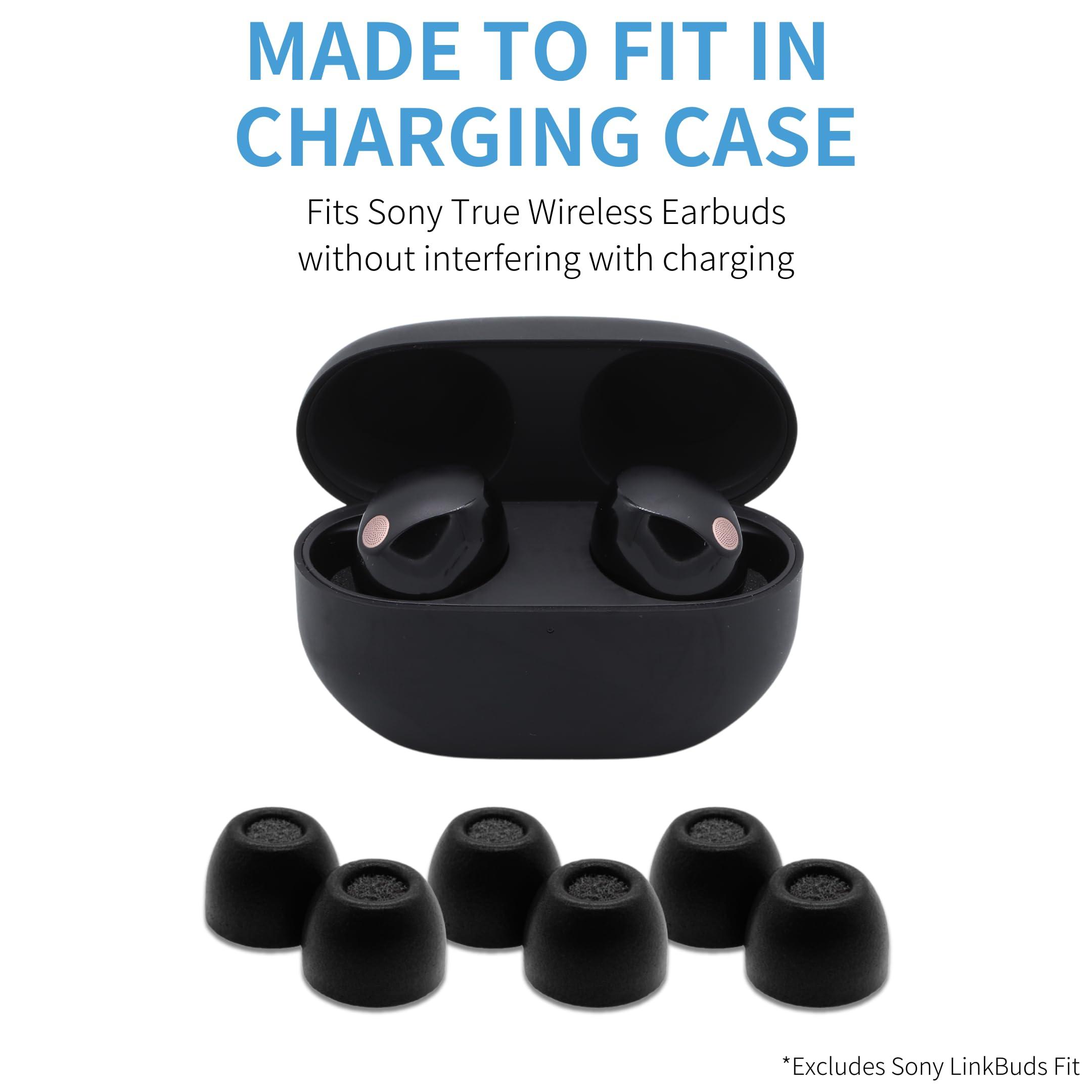 Comply Comply TrueGrip | Premium Memory Foam Replacement Earbud Tips for Sony True Wireless Earbuds | Enhanced Comfort, Secure Fit, Superior Noise Isolation, Cleaning Tool | Black, Small (3 Pairs)