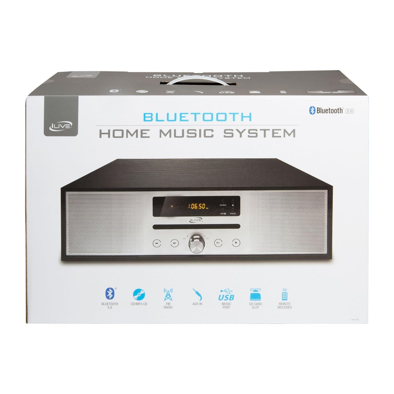 iLive iLive Bluetooth Home Music System with CD Player, Built in Stereo Speakers, Includes Remote, Black (IHB340B)