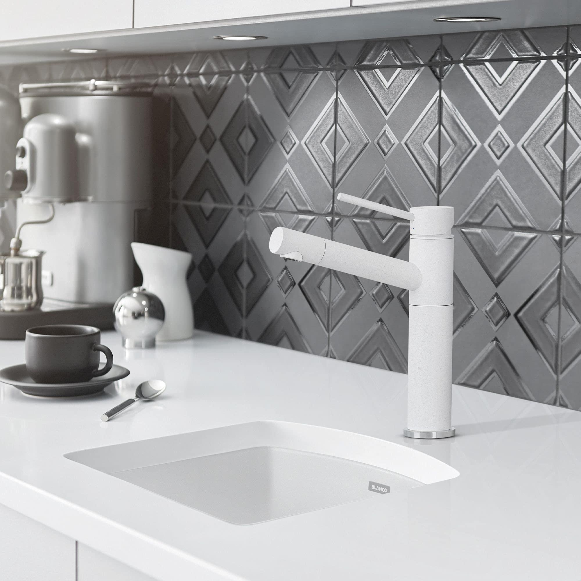 BLANCO BLANCO, White 440205 DIAMOND SILGRANIT Drop-In or Undermount Bar Sink, 15" X 15"