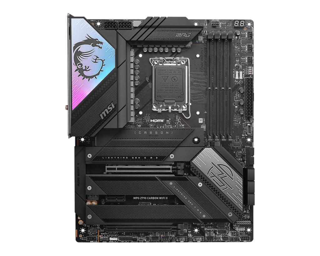 MSI MSI MPG Z790 Carbon WiFi II Gaming Motherboard (Supports 12th/13th/14th Gen Intel Processors, LGA 1700, DDR5, PCIe 5.0, M.2, 2.5Gbps LAN, USB 3.2 Gen2, Wi-Fi 7, Bluetooth 5.4, ATX)
