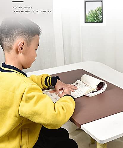 Wangle PU Leather Desk Pad with Edge Protection,Smooth Gaming Large Mouse Mat,Waterproof Desktops Mat with Lip,Non-Slip Writing Mat for Office Home,Brown