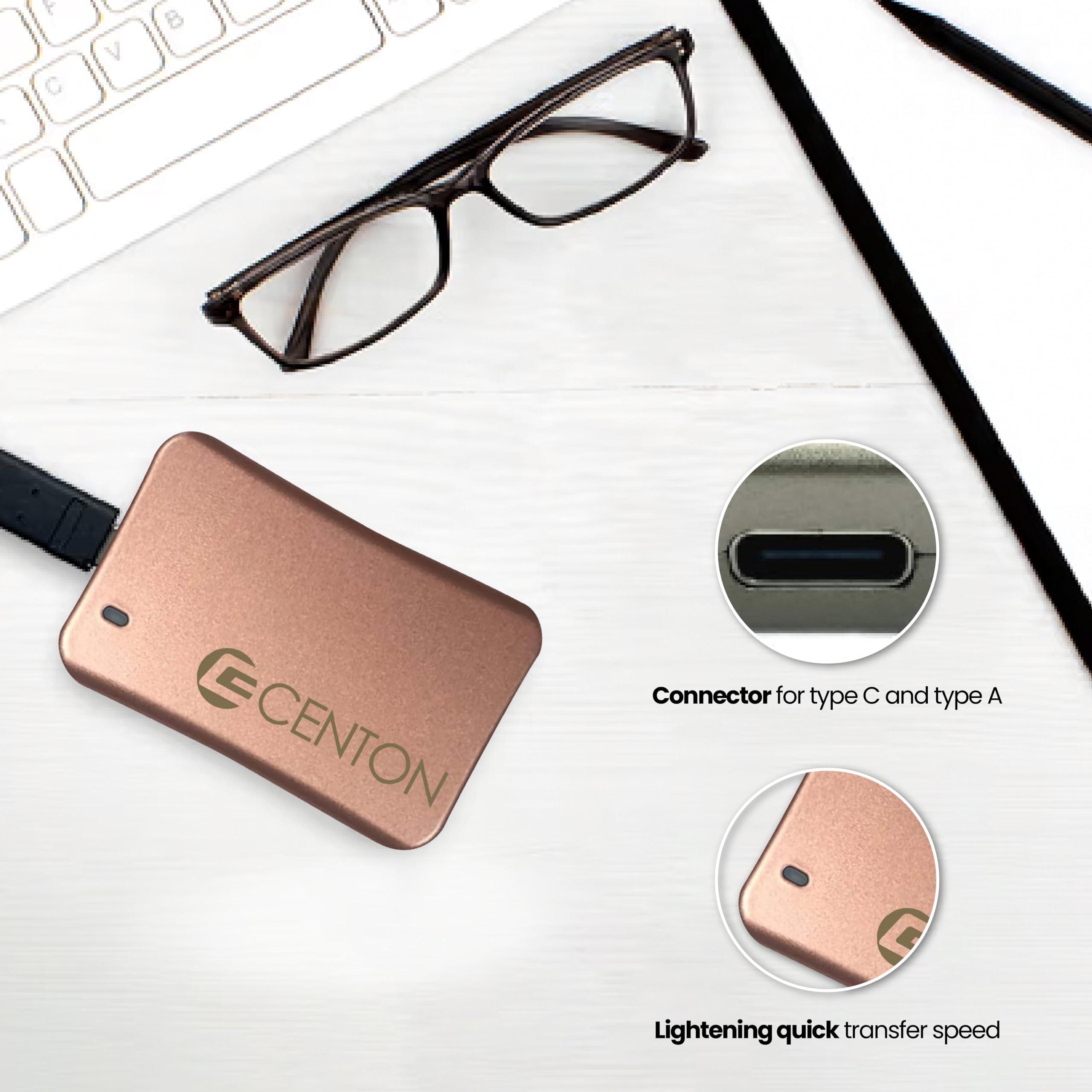 Centon Centon External SSD (Rose Gold Metallic), USB-C 3.2 Gen 2, 500GB