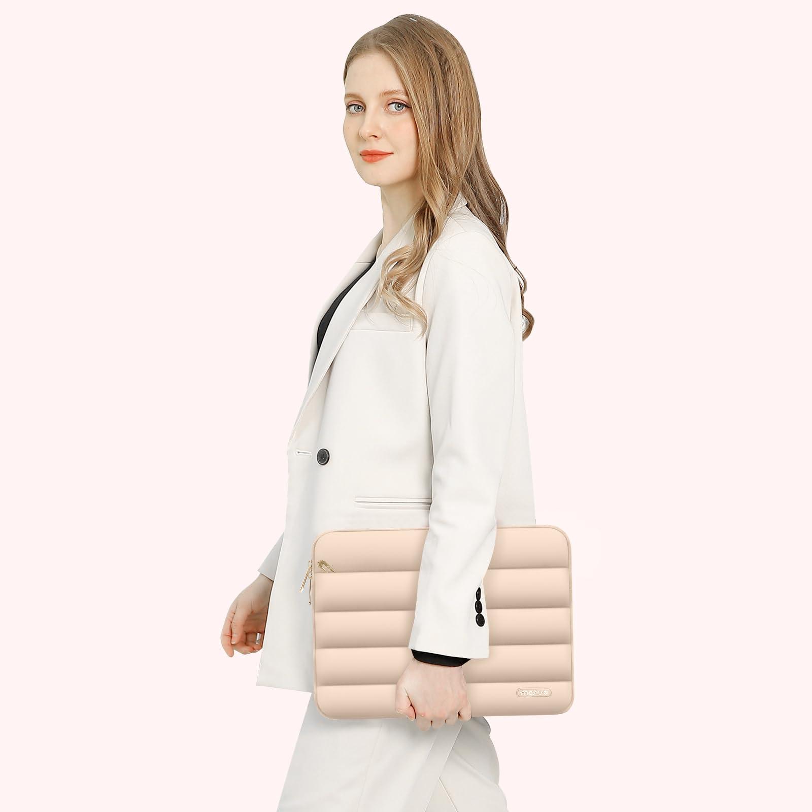 MOSISO MOSISO Compatible with MacBook Air 13 inch Case 2022-2018 A2337 M1 A2179 A1932, Plastic Hard Case&Puffy Horizontal Laptop Bag with Small Case&Keyboard Cover&Screen Protector&Storage Bag,Frost&Apricot