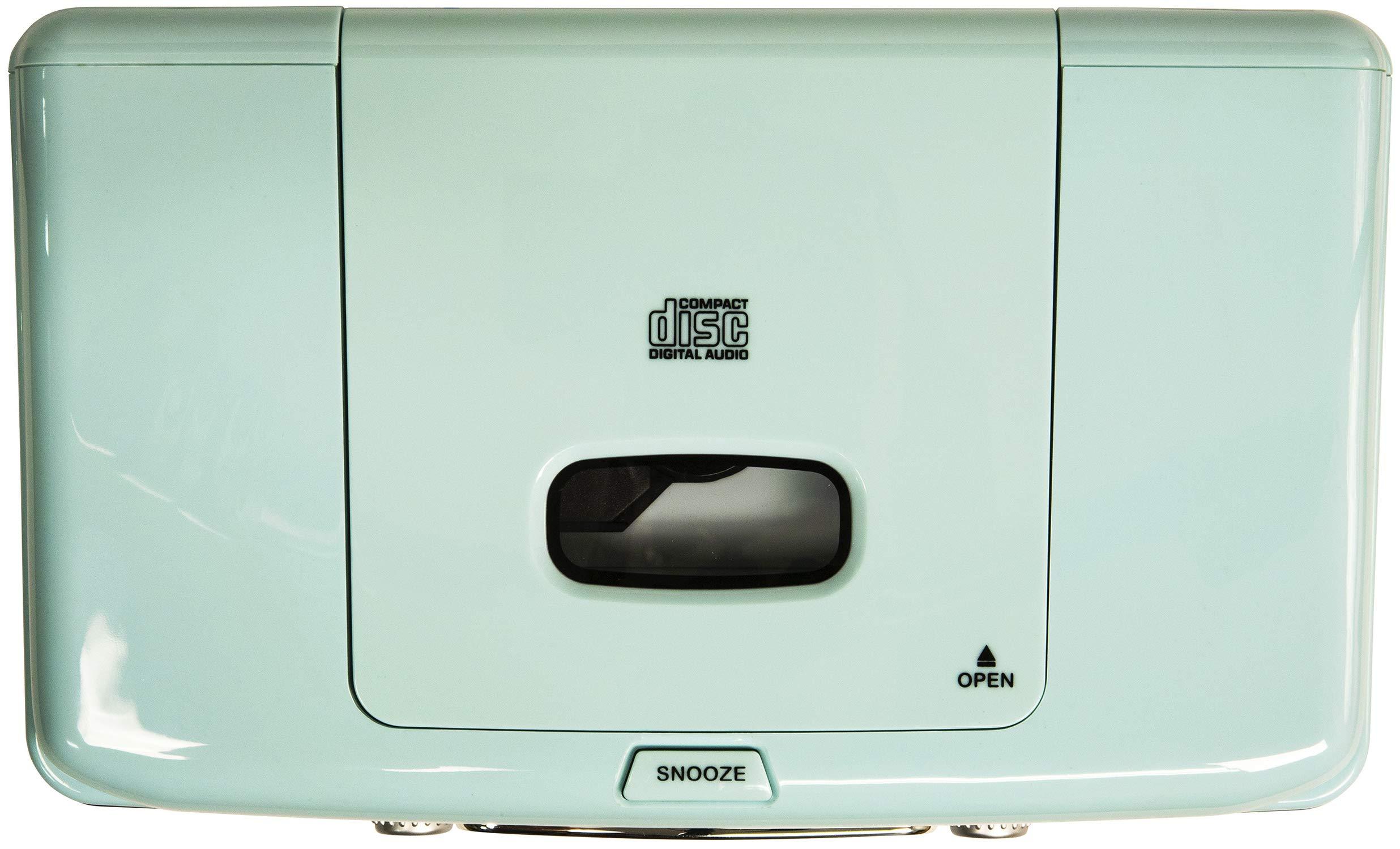Crosley Crosley CR612B-AB Corsair Tabletop AM/FM Bluetooth Radio with CD Player and Dual Alarm Clock, Aqua Blue