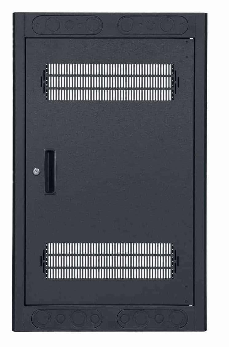 Lowell Lowell LER-1827 LER Series 18U x 27 Inches Deep Enclosed AV Rack with Recessed Rear Door with Key Lock; Welded Top and Sides with Vents; 1-Pair Fully Adjustable Rails Tapped 10-32