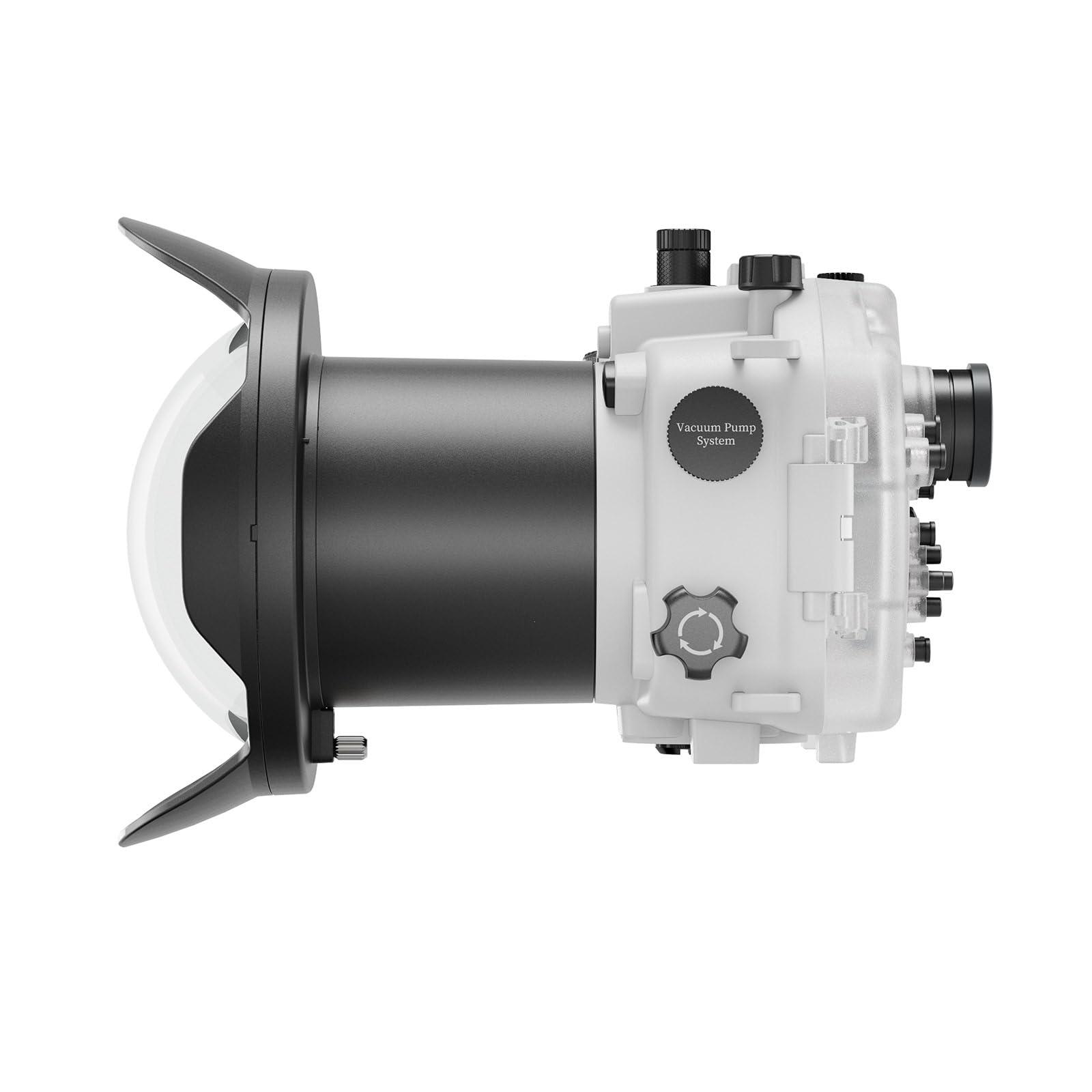Sea frogs Seafrogs 40M/130FT Professional Underwater Camera housing for Sony A7 III (White) + Optical Acrylic 6" Dome Port with Zoom Rings for FE12-24 F4 and FE16-35 F4 Lens