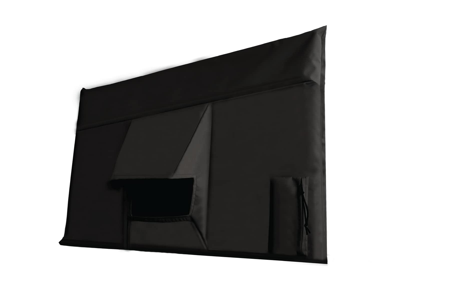 Stronghold Accessories Outdoor TV Cover - Weatherproof Universal Protector for 4K, LCD, LED, Plasma Television Screens. Built In Bottom Seal and Remote Storage. Compatible with Standard Mounts and Stands (50 Inch, Black)