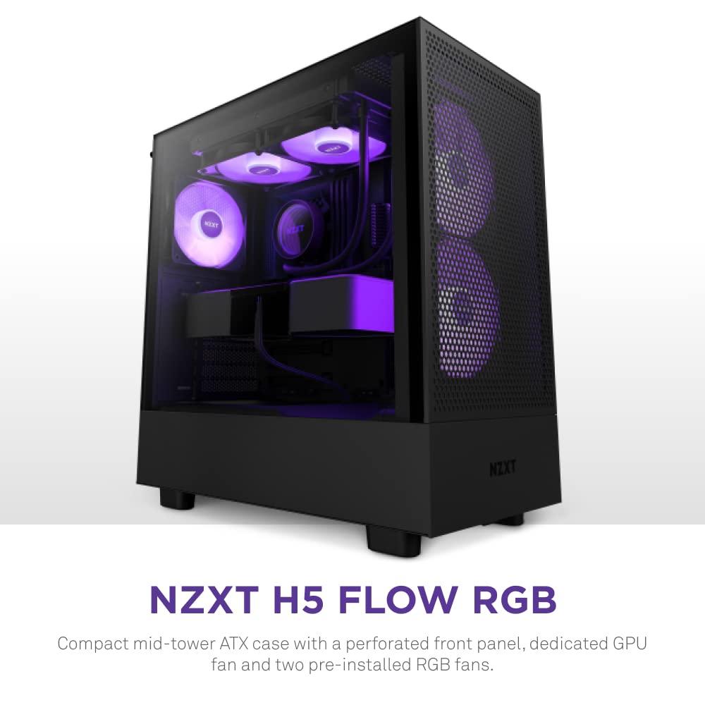 NZXT NZXT Kraken 280 RGB - RL-KR280-B1-280mm AIO CPU Liquid Cooler & H5 Flow RGB Compact ATX Mid-Tower PC Gaming Case High Airflow Perforated Front Panel Tempered Glass Side Panel