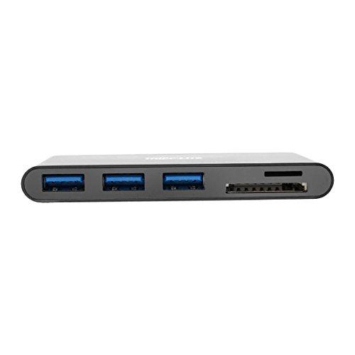 Tripp Lite Tripp Lite USB C Hub Multiport Adapter Converter w/ 3x USB-A, Micro SD, SD/MMC Memory Card Reader Thunderbolt 3, Black (U460-003-3AMB)