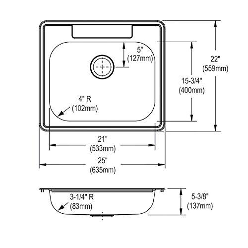 Elkay Elkay GE125223 Dayton Single Bowl Drop-in Stainless Steel Sink