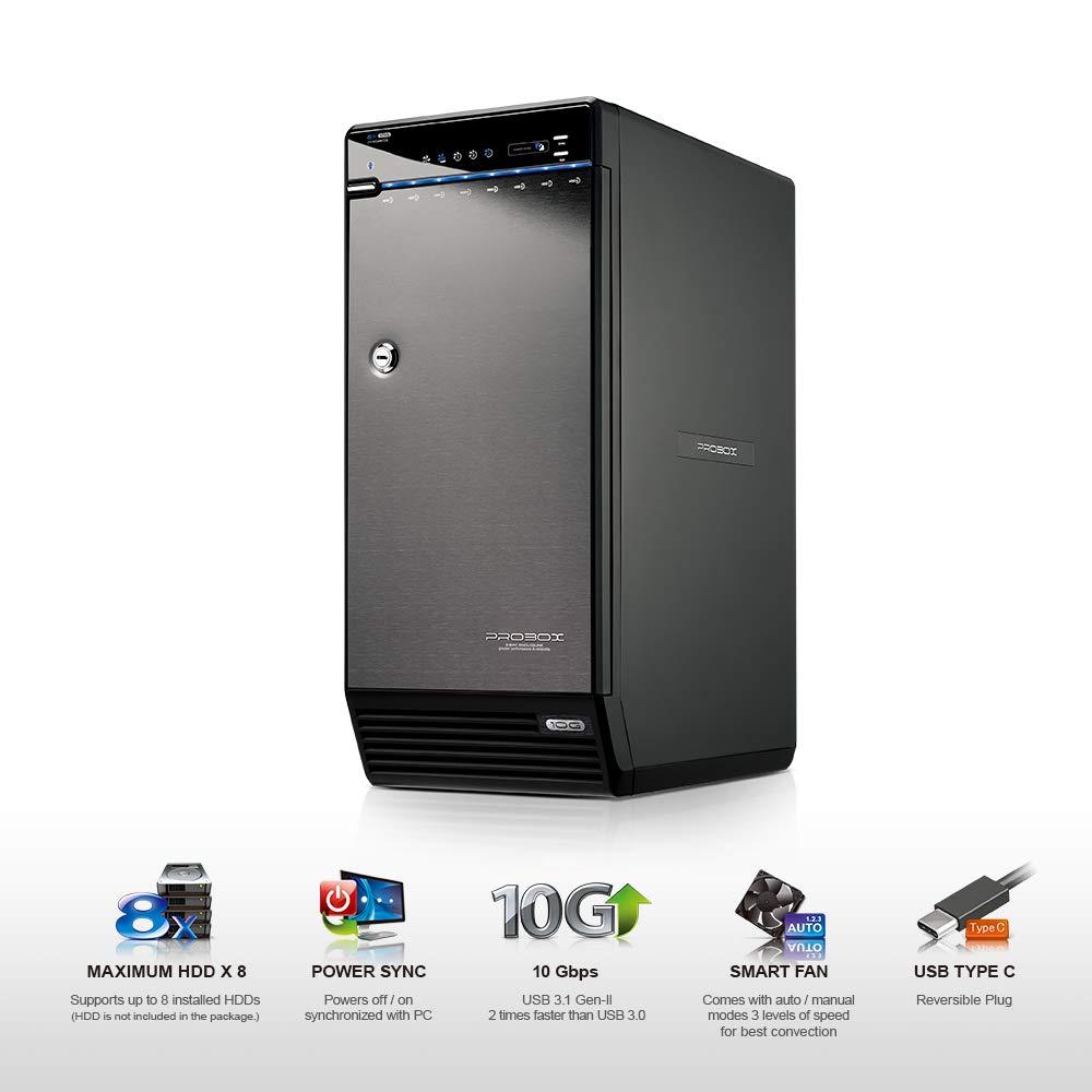 Mediasonic Mediasonic USB 3.2 Type C 8 Bay 3.5-inch Hard Drive Enclosure USB 3.2 Gen 2 10Gbps Support UASP | S.M.A.R.T | Support 22TB Hard Drive (H82-SU31C)
