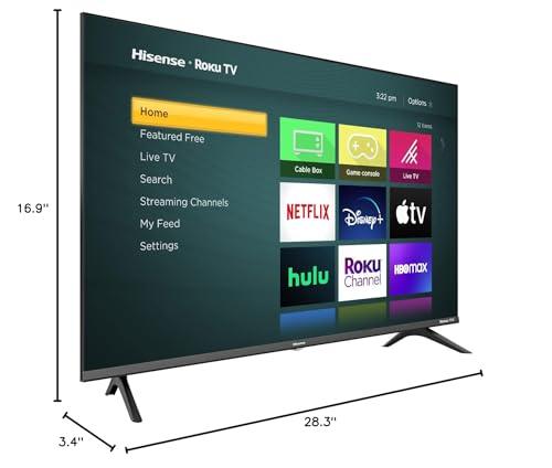 Hisense Hisense 32-Inch Class H4 Series LED Roku Smart TV with Google Assistant and Alexa Compatibility (32H4G, 2021 Model)