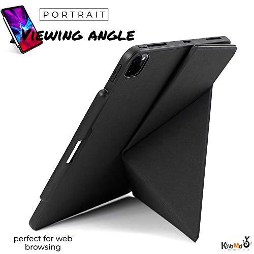 KHOMO KHOMO iPad Case Pro 12.9 Case 4th Generation 2020 with Pencil Holder - Dual Origami Series - Horizontal and Vertical Stand - Supports Apple Pen Charging - Charcoal Black, KHO-1683, KHO-1683, KHO-1683, KHO-1683