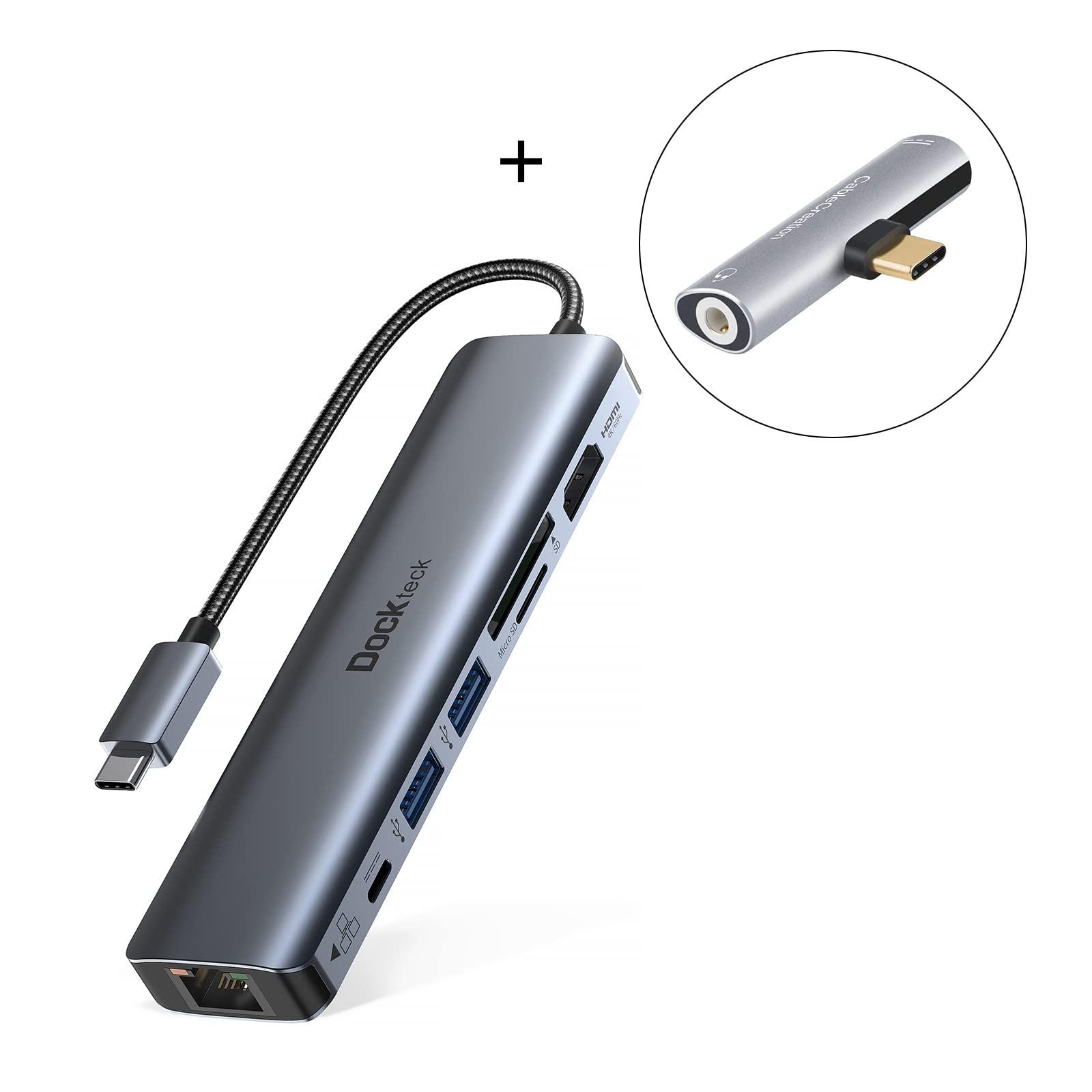 dockteck Product Image USB C Hub Multiport Adapter, Dockteck 7-in-1 USB-C Hub with 4K 60Hz HDMI with USB C to 3.5mm Headphone Audio Adapter, CableCreation 2-in-1 USB C Type-C to Hi-Res
