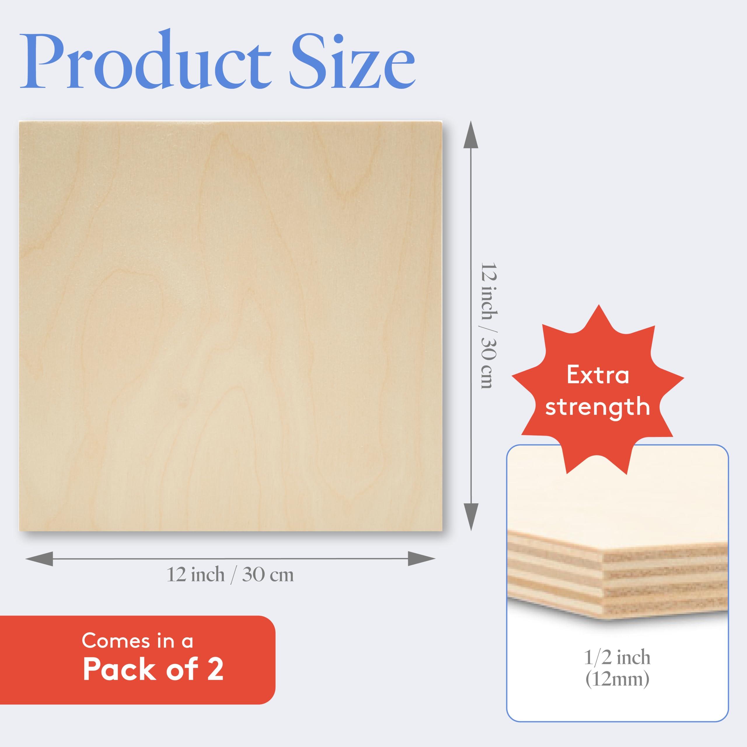 Woodpeckers Baltic Birch Plywood 12 x 12 x 1/2 Inch - 12 mm Craft Wood, Pack of 2 B/BB Grade, Stronger Than Basswood Sheets/Balsa Wood, Perfect for Laser, CNC Cutting, Shelf Boards 12 inch Wide, by Woodpeckers