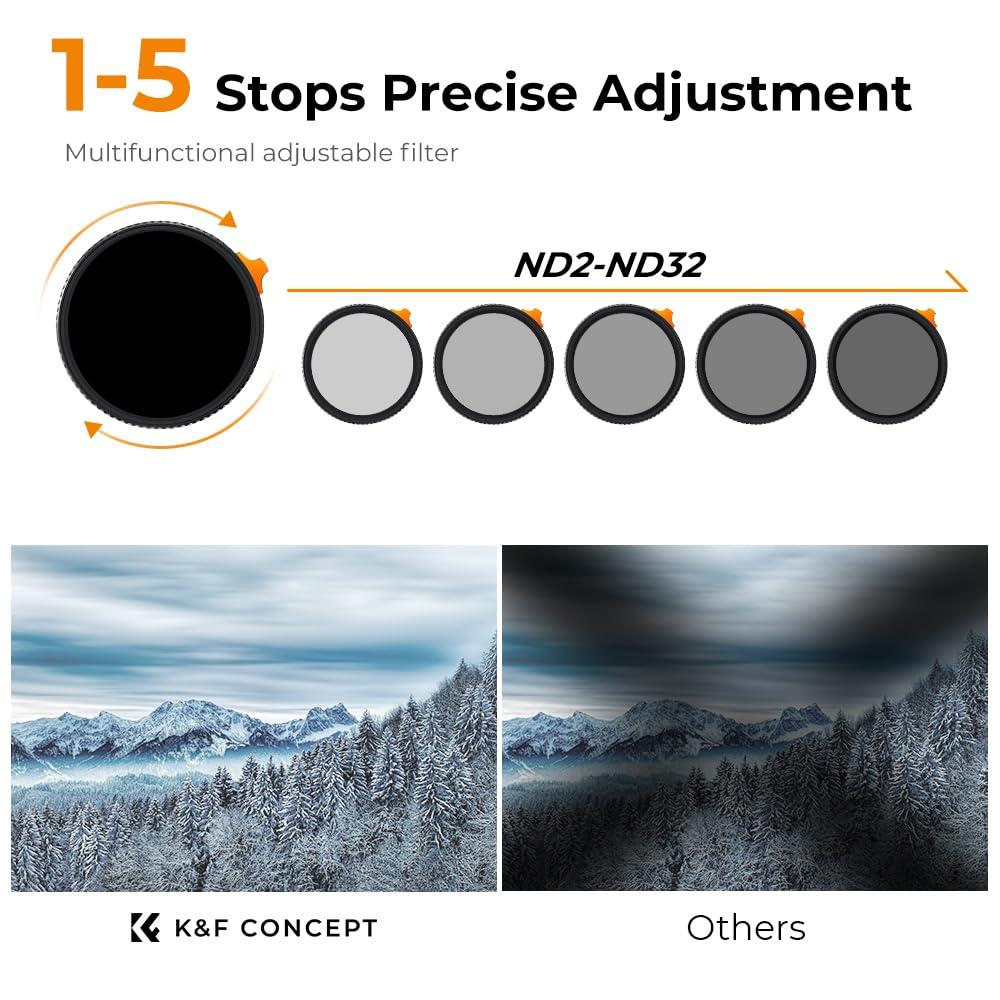 K&F Concept K&F Concept 72mm Black Diffusion 1/4 Effect & Variable ND2-ND32 ND Filter 2-in-1 for Camera Lens with 28 Multi-Layer Coatings (Nano-X Series)
