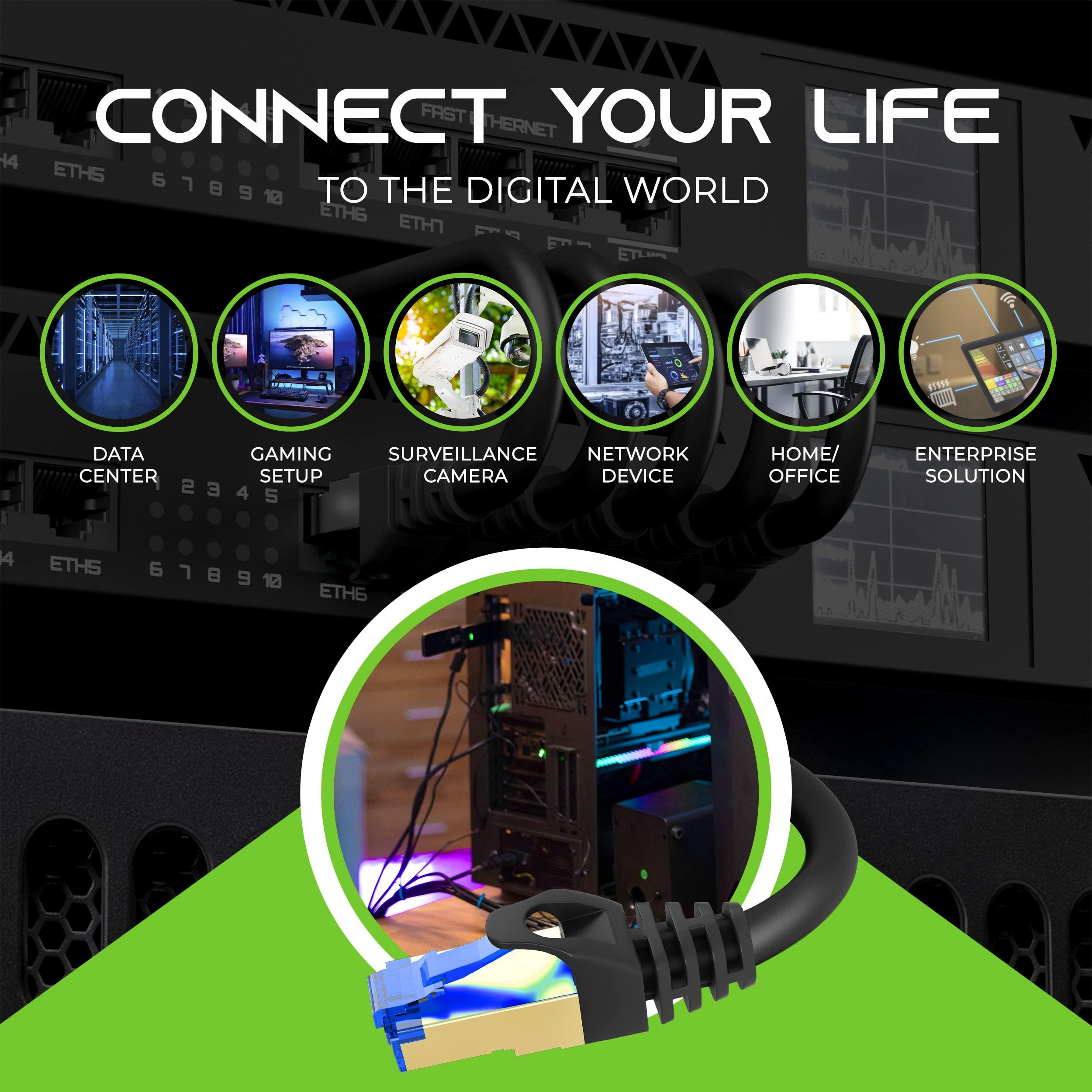 GEARit GEARit Cat8 Outdoor Ethernet Cable (100 Feet) Waterproof, Direct Burial, In-Ground, LLDPE UV Jacket, Pure Copper, 26AWG, 40Gbps 2000Mhz SFTP Patch Cord, POE, Network, Internet, Cat 8 Cable - 100ft