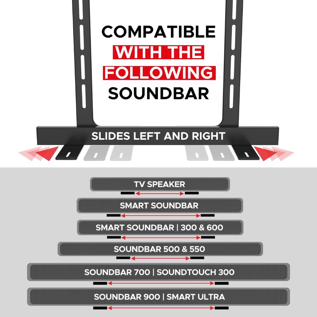 Sound Bass Universal Under TV Mount, Black, Compatible with Bose Smart Soundbar 300/500/550/600/700/900/Ultra, TV Speaker, Soundtouch 300 - Invisible Once Fitted, Fast & Easy Way to Mount Your Sound Bar