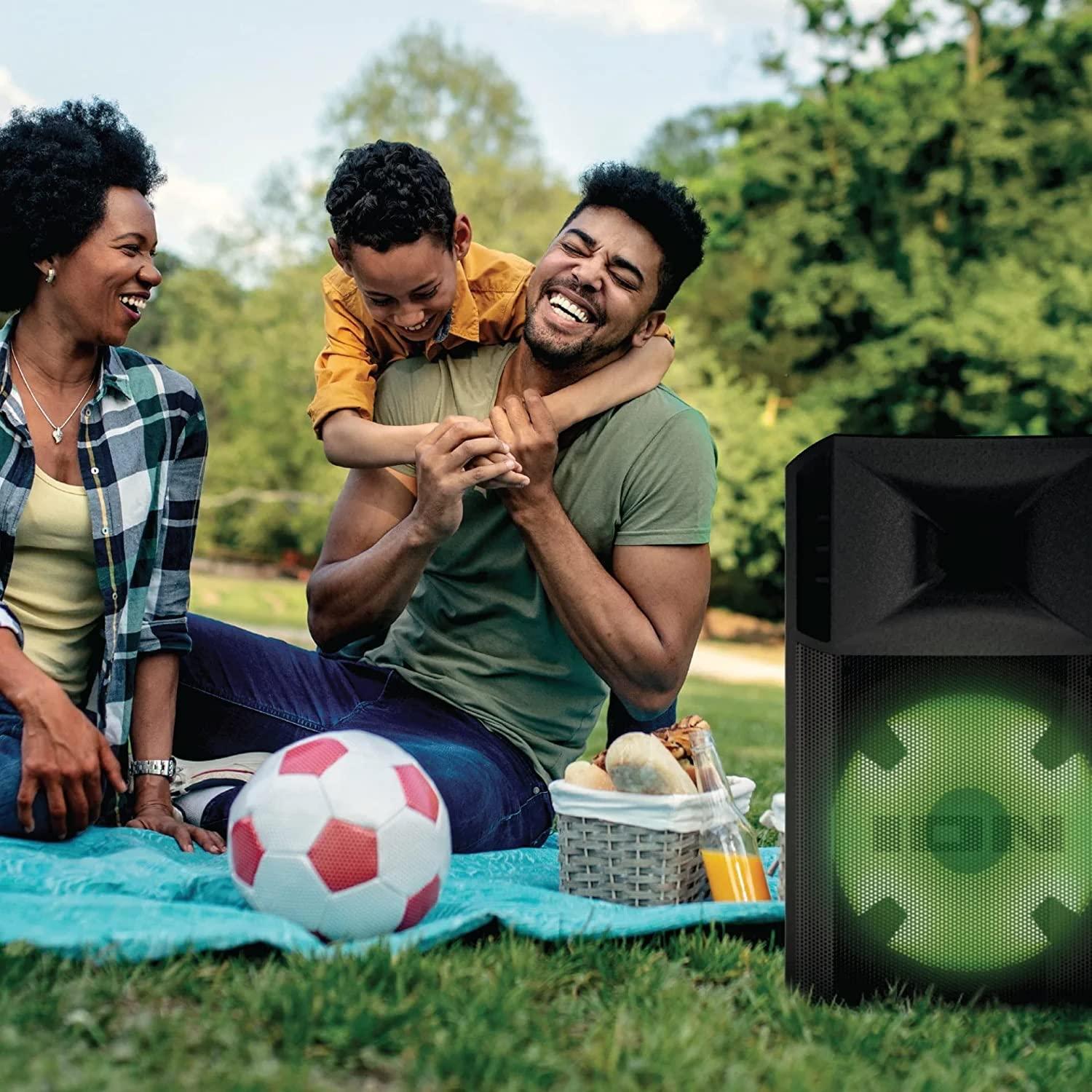 Ion ION Audio - Power Glow 300 Rechargeable Battery Powered Bluetooth Speaker System with LED Lights and Built-in Handles and Wheels, 300-Watt Sound System (Renewed)