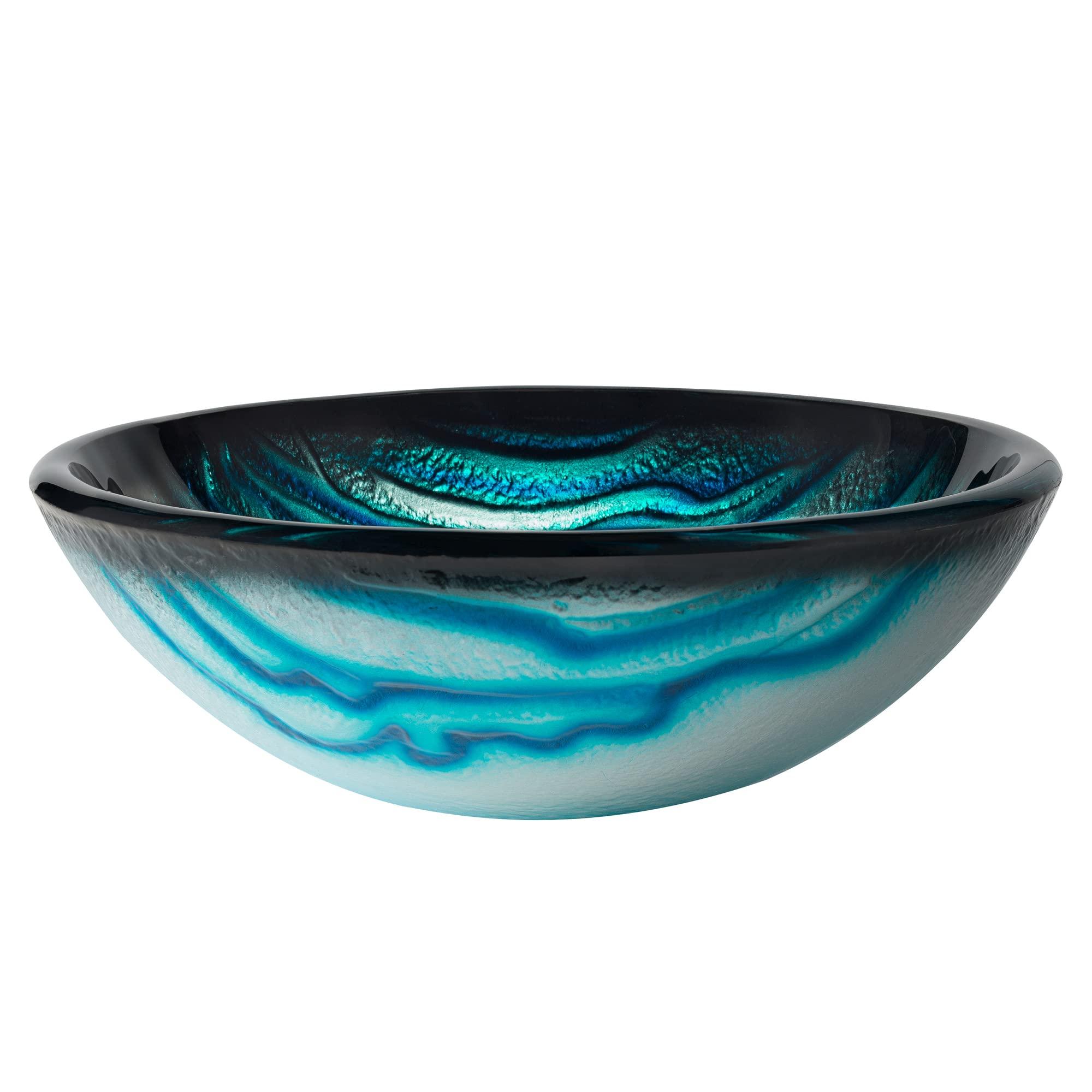 Kraus KRAUS Nature Series Round Blue Glass Vessel Bathroom Sink, 17 inch GV-399-19mm