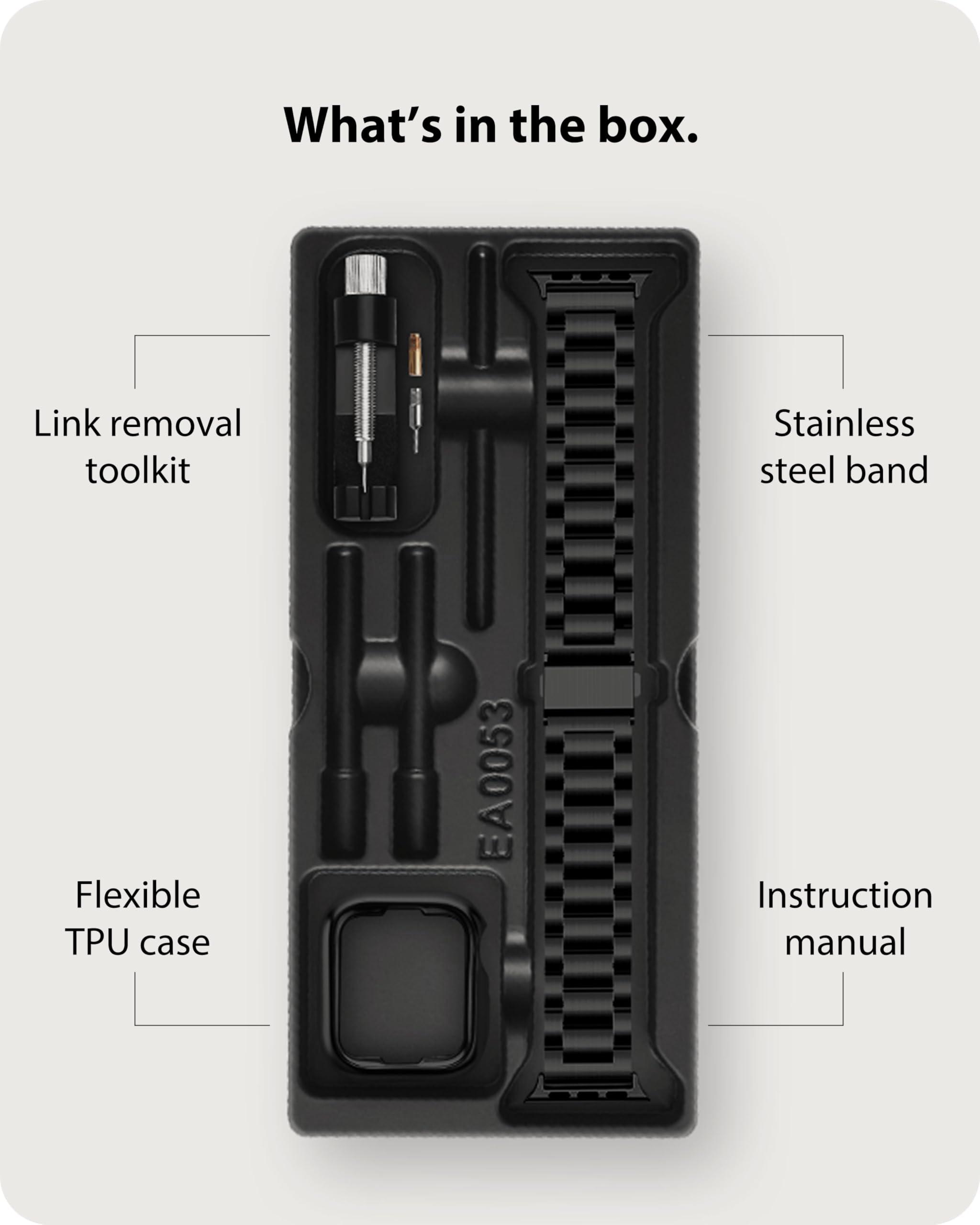 Fullmosa Fullmosa Compatible Apple Watch Bands 41mm 40mm 38mm 49mm 46mm 45mm 44mm 42mm, Metal iWatch Band with Case for Apple Watch Ultra Series 10 9 8 7 6 5 4 3 2 1 SE, 38mm 40mm 41mm Black