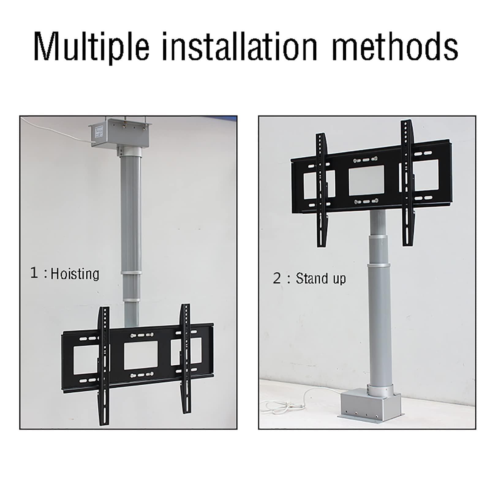 YUZDNM Electric TV Lift - Adjustable Ceiling TV Mount Bracket - Motorized Riser Mount with Remote Control, TV Wall Mount, Motorized Ceiling Mount, 90 Flip Up, Fits 26-70 Inch LED Screen TVs(19.6inch)