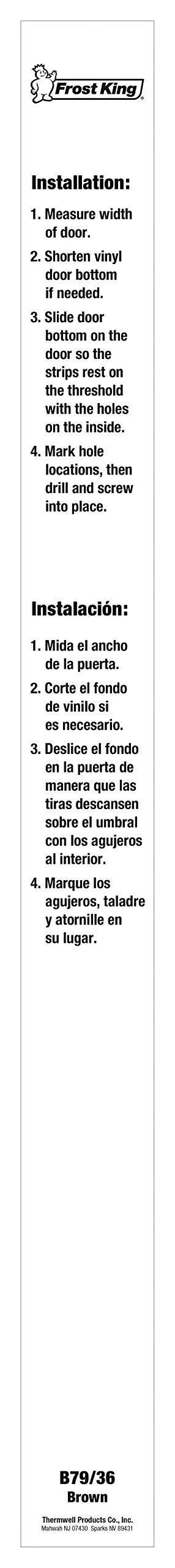 Frost King Frost King B79/36H Vinyl Slide-On Door Bottom for Metal and Wood Doors, 1-3/4 x 36", Brown
