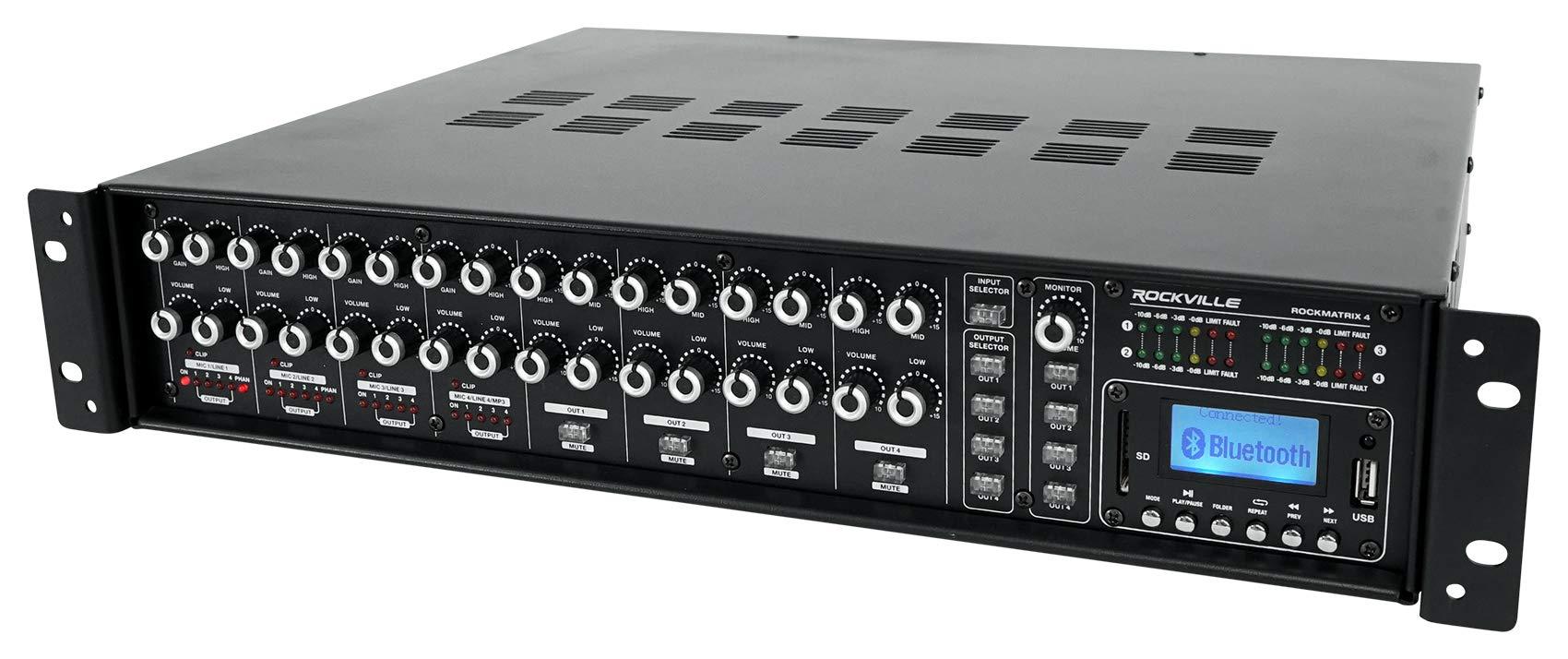 Rockville (1) Rockville Rock Matrix 4 Zone 70 Volt Commercial Amplifier+Matrix Source Routing Bundle with (1) Rockville Mini WiFi Music Player Wireless Audio Streaming Multiroom Stereo Receiver (2 Items)