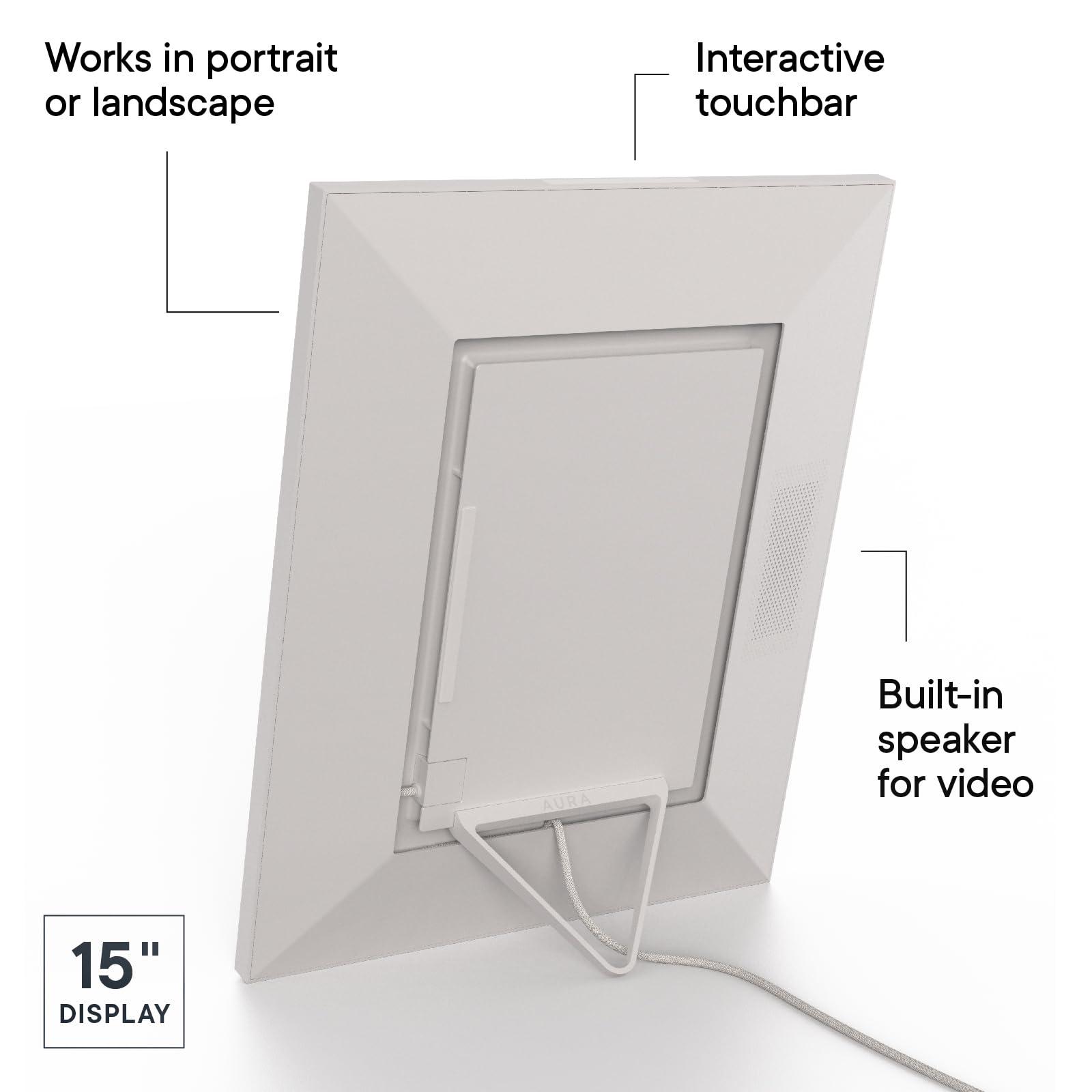 AURA Aura Walden 15\" WiFi Digital Picture Frame | Wirecutter\'s Best Digital Frame for Gifting | Send Photos from Your Phone | Quick, Easy Setup in Aura App | Free Unlimited Storage | White Clay