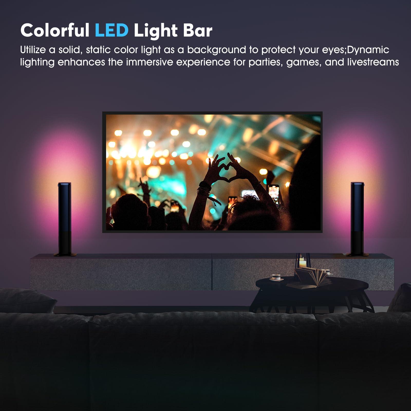 Wohome Wohome 2.2 Sound Bar for TV with Built-in Subwoofers, 32 Inches Detachable Soundbar Speaker, Bluetooth 5.3/Optical/AUX/USB Connection with Colorful Backlight (Black)