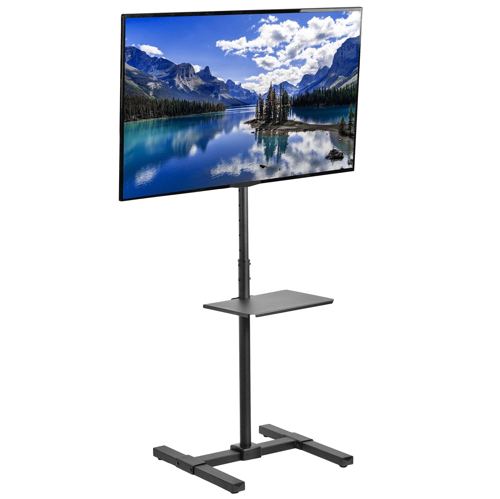 VIVO VIVO TV Floor Stand for 13 to 50 inch Flat Panel LED LCD Plasma Screens, Portable Display Height Adjustable Mount with Storage Shelf, 50 inch Tall, Black, STAND-TV07-S